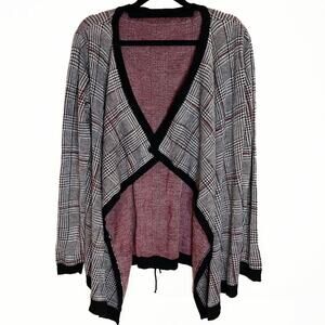 Black Grey Plaid Cardigan Sweater Size M - NWOT